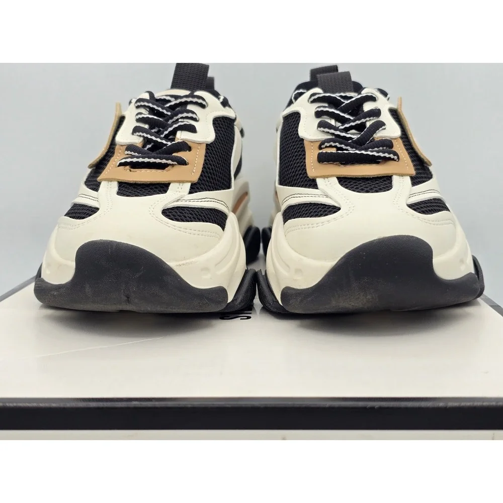 Steve Madden Possession Comfort‎ Lace-Up Mesh Sneakers Black Tan Sz 6.5 M